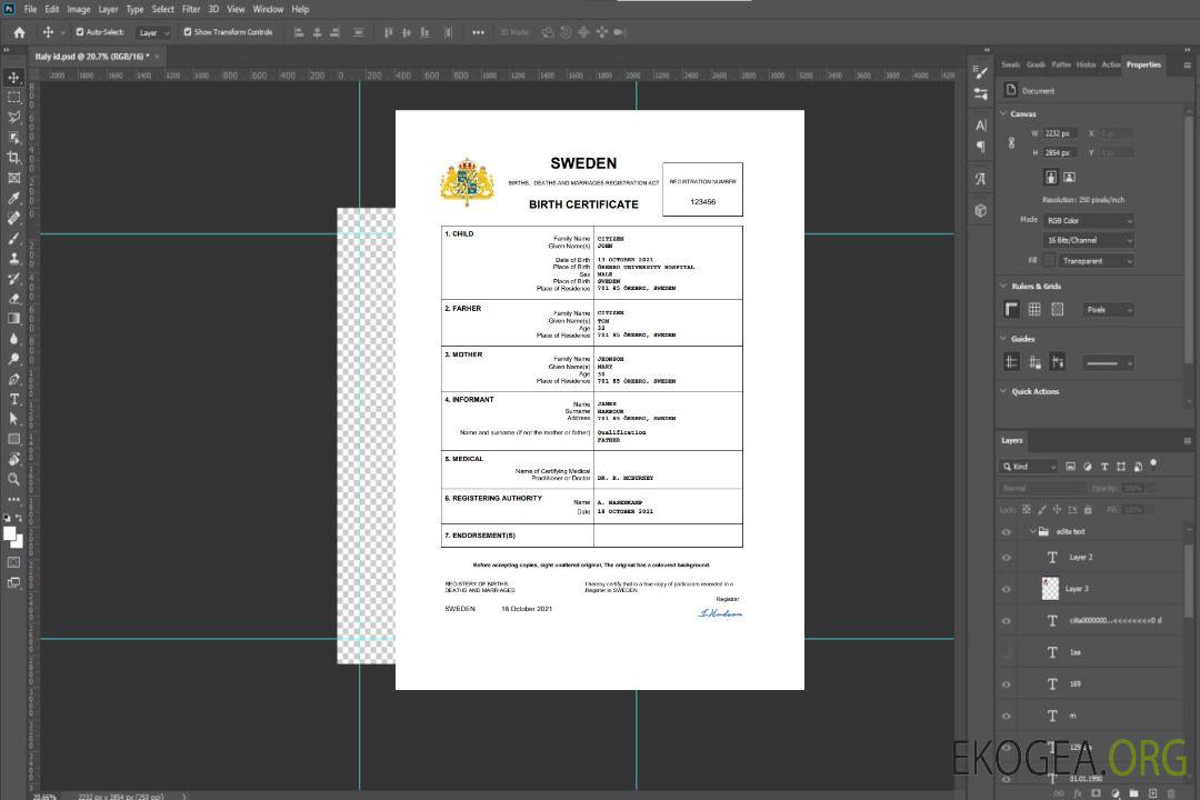 Modèle Word et PDF d'acte de naissance en Suède, entièrement modifiable template Modèle Word et PDF d'acte de naissance en Suède, entièrement modifiable template